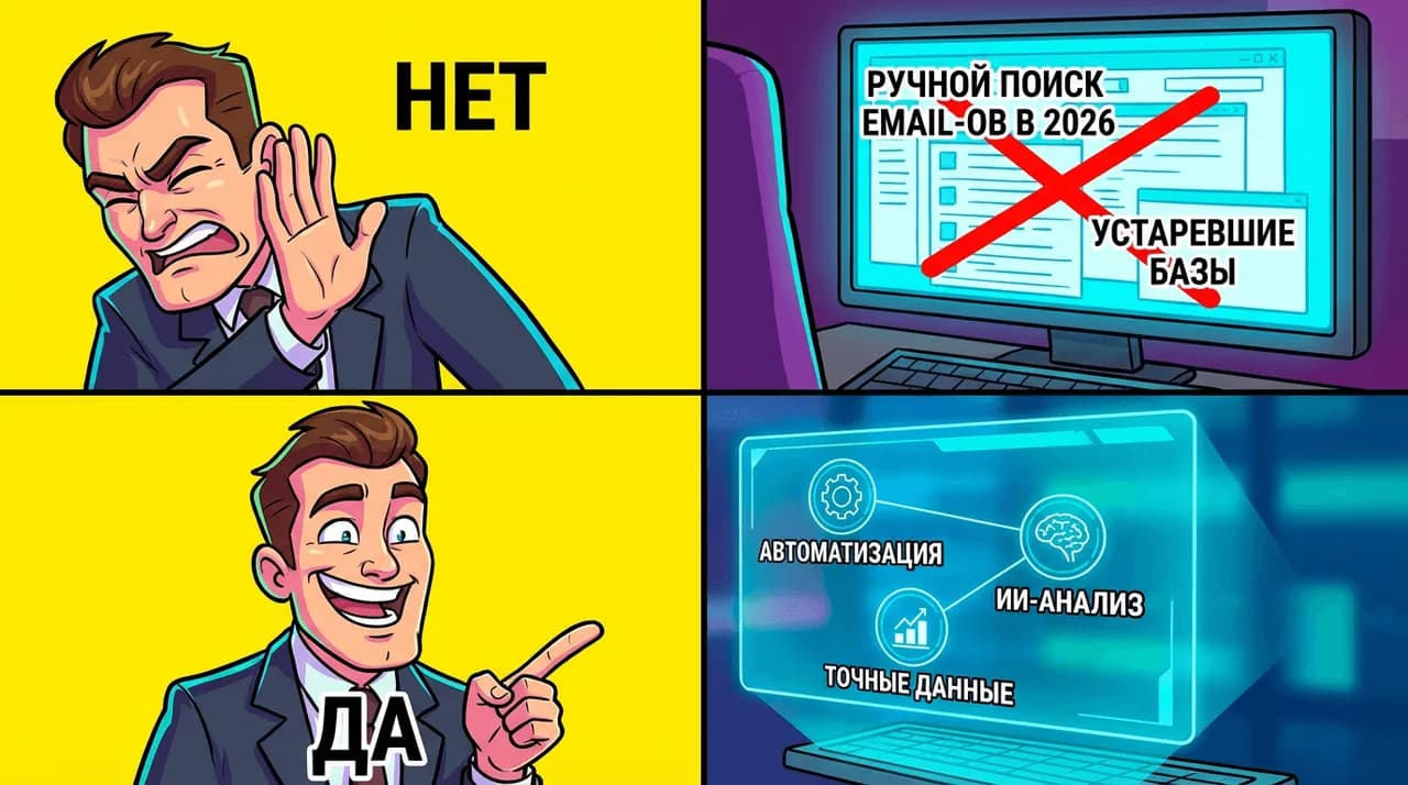 Лучшие инструменты для поиска B2B email адресов в 2026 году - Hero Image